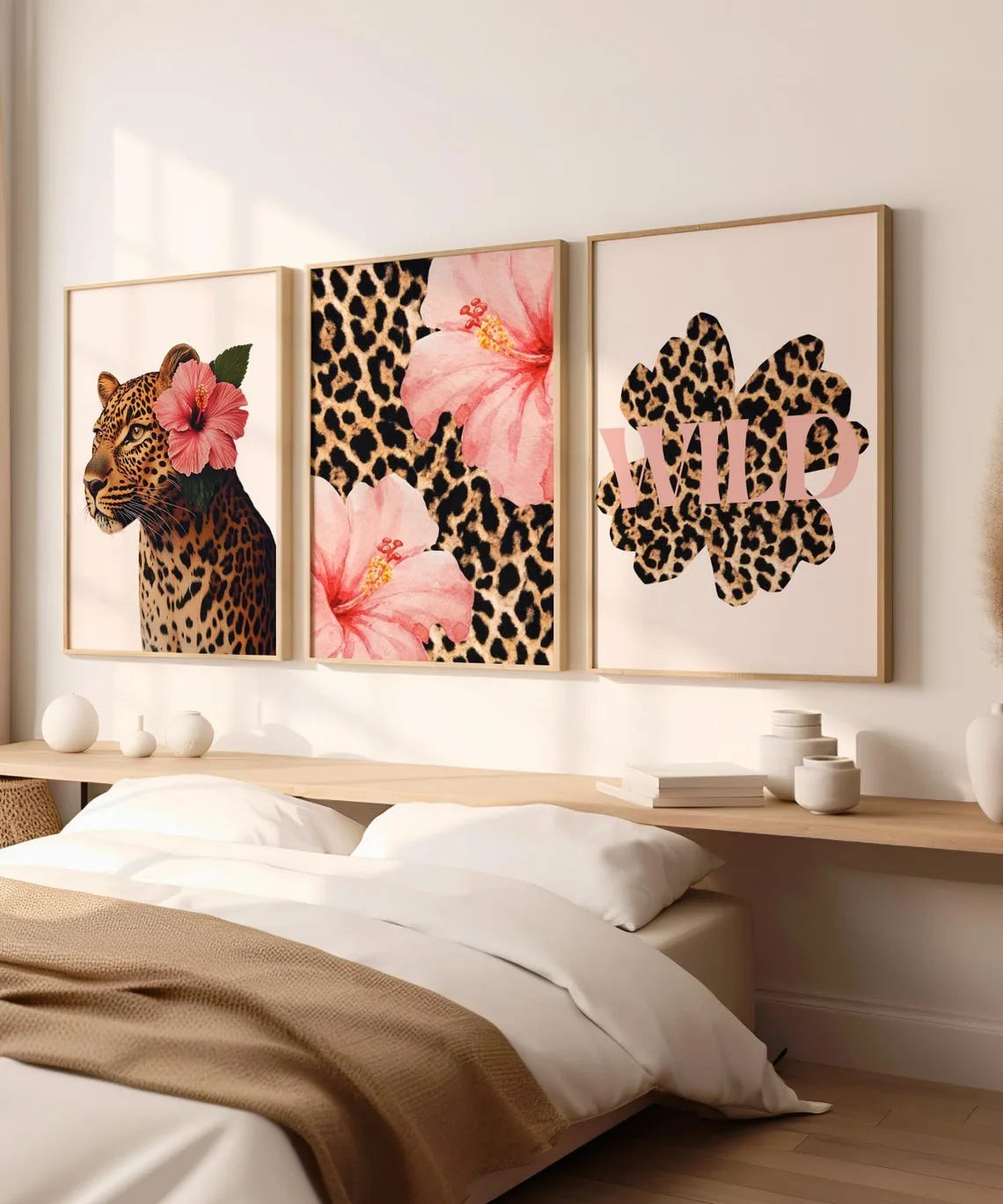 3pcs Leopard Cheetah Canvas Wall Art, Unframed Modern No. 8 Ball Lucky Print, Canvas Painting for Luxury Living Room Decor
