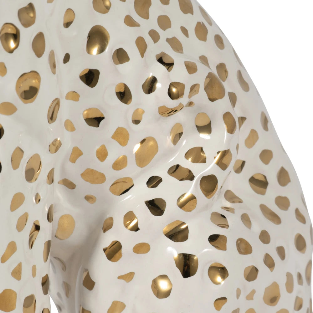 Sitting Leopard Sculpture Ceramic Animal Statue For Home Decor