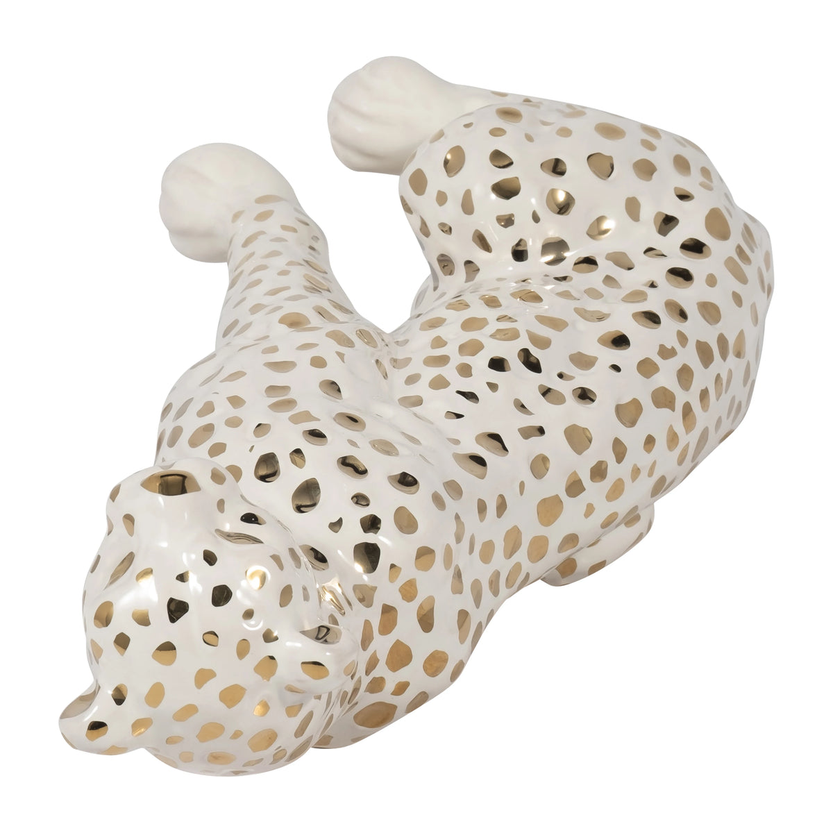 Sitting Leopard Sculpture Ceramic Animal Statue For Home Decor