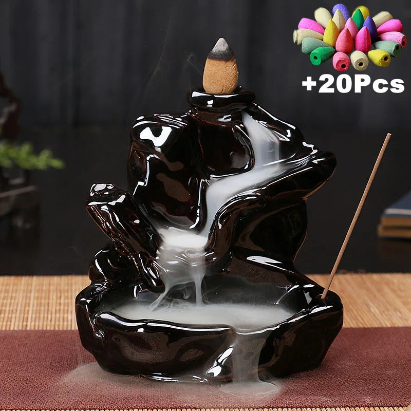 Ceramic Incense Decor w/ 20Pcs Incense Cones
