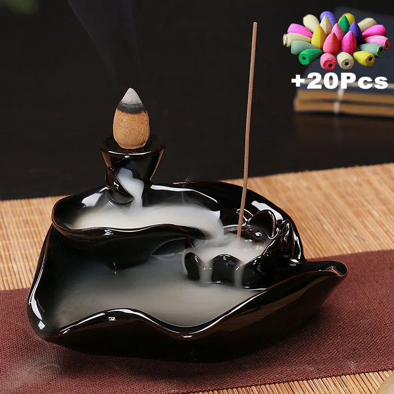 Ceramic Incense Decor w/ 20Pcs Incense Cones