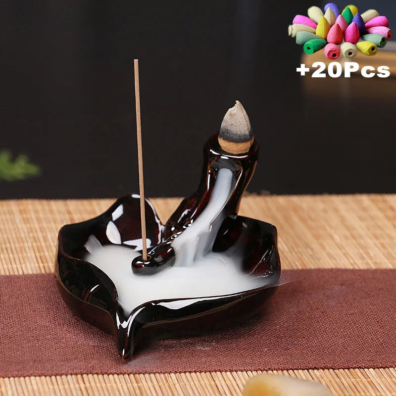 Ceramic Incense Decor w/ 20Pcs Incense Cones