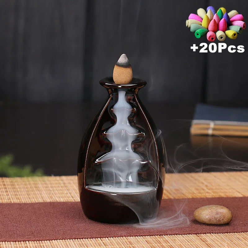 Ceramic Incense Decor w/ 20Pcs Incense Cones