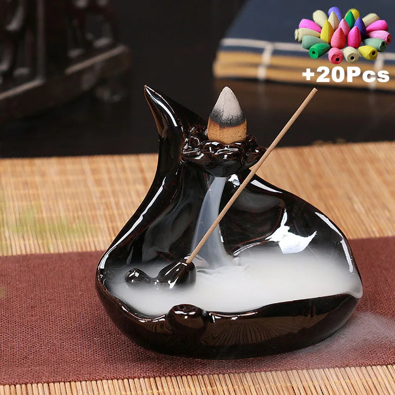Ceramic Incense Decor w/ 20Pcs Incense Cones