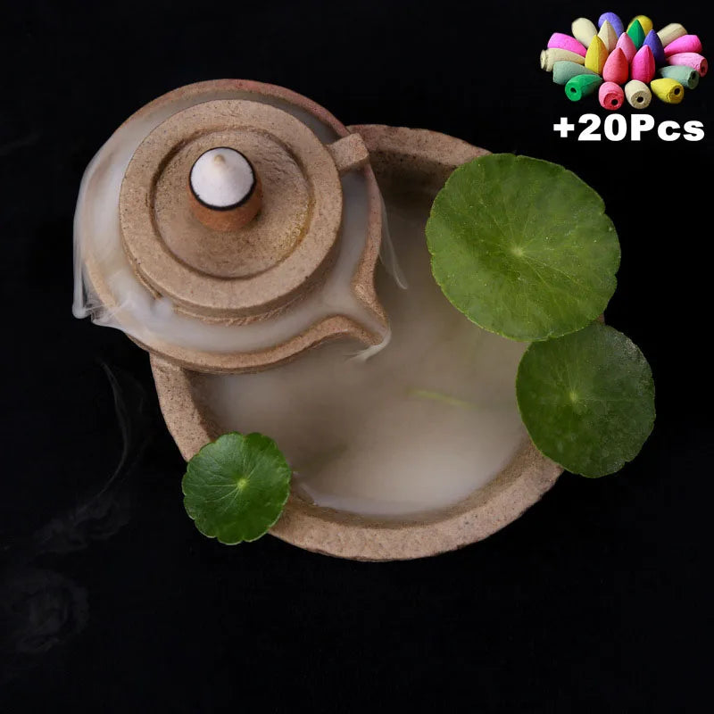 Ceramic Incense Decor w/ 20Pcs Incense Cones