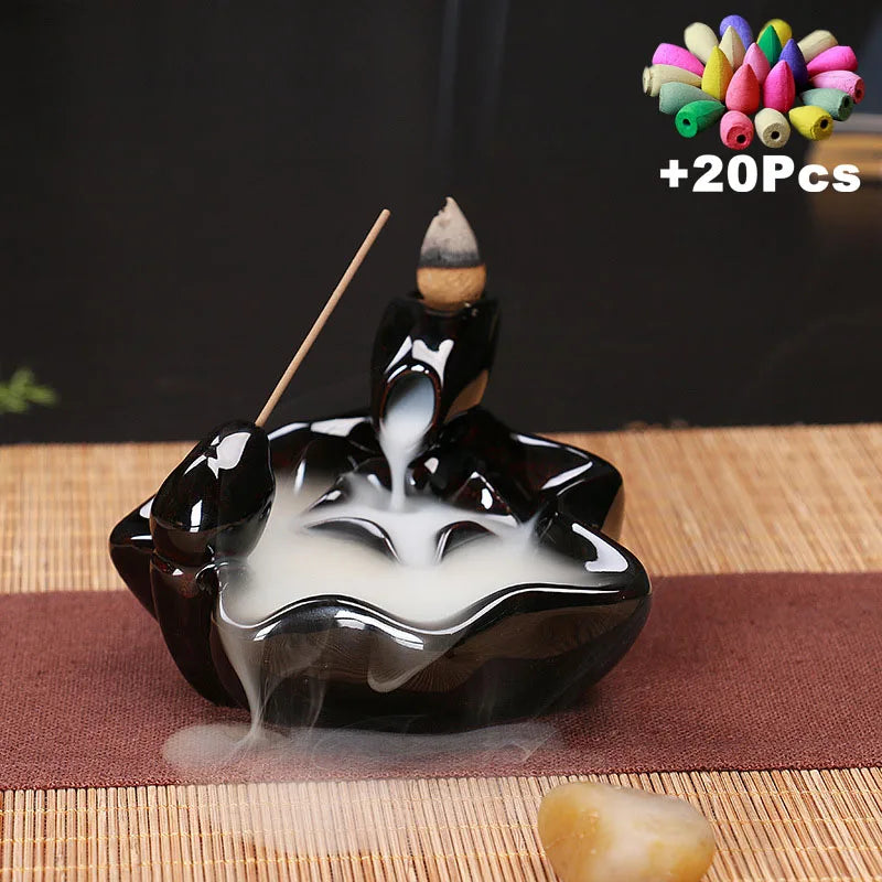 Ceramic Incense Decor w/ 20Pcs Incense Cones