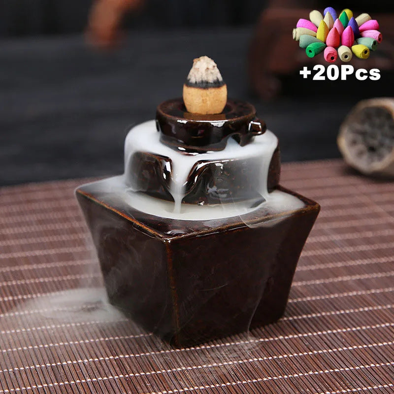 Ceramic Incense Decor w/ 20Pcs Incense Cones