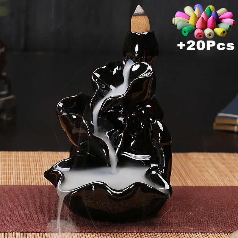 Ceramic Incense Decor w/ 20Pcs Incense Cones