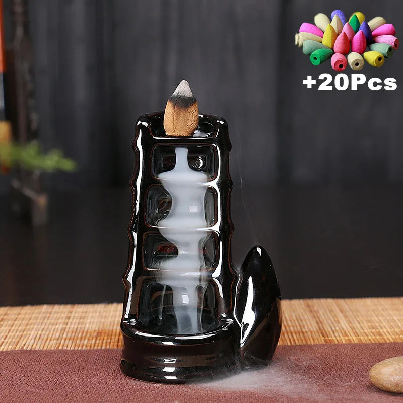 Ceramic Incense Decor w/ 20Pcs Incense Cones