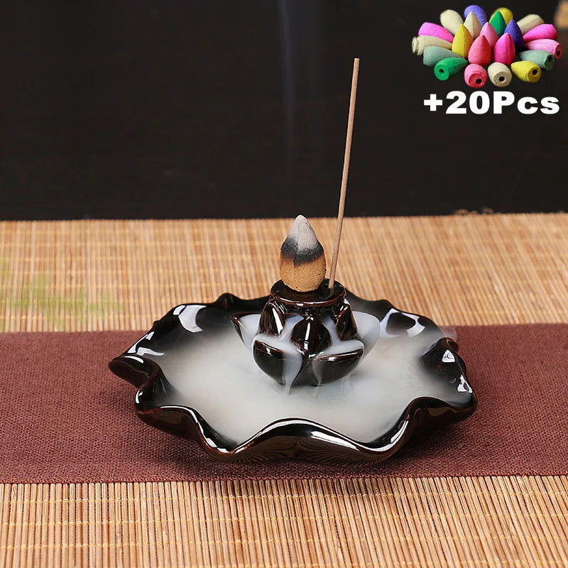 Ceramic Incense Decor w/ 20Pcs Incense Cones