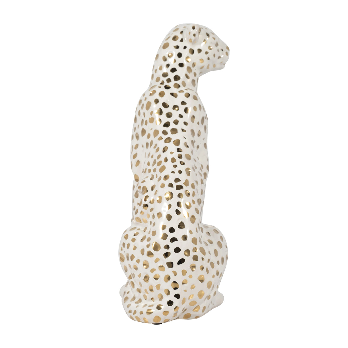 Sitting Leopard Sculpture Ceramic Animal Statue For Home Decor