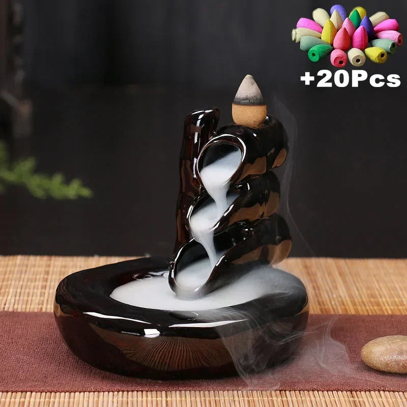 Ceramic Incense Decor w/ 20Pcs Incense Cones