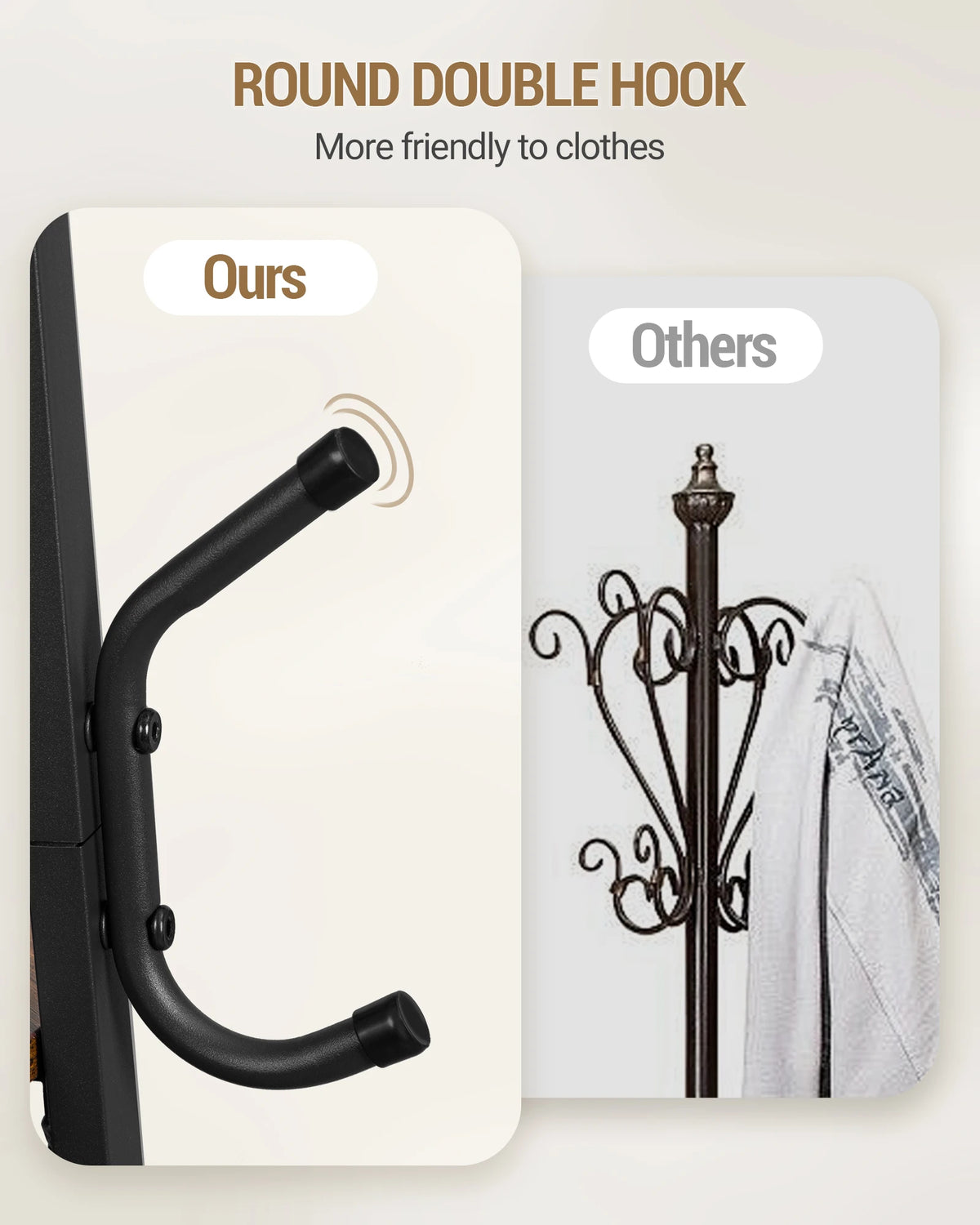 Coat Rack with Large Storage Basket, Coat Rack with 3 Shelves &16 Hooks for Scarves, Bags, Hats, for Entryway, Bedroom