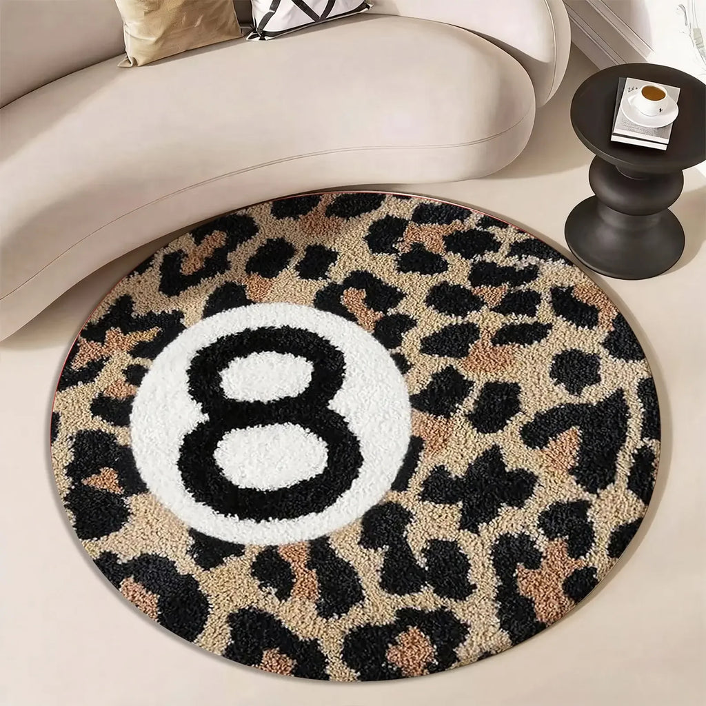 Round Leopard Pattern 8 Ball Carpet Home Decor