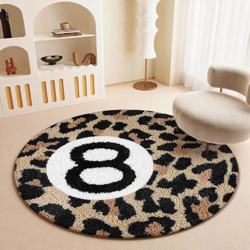 Round Leopard Pattern 8 Ball Carpet Home Decor