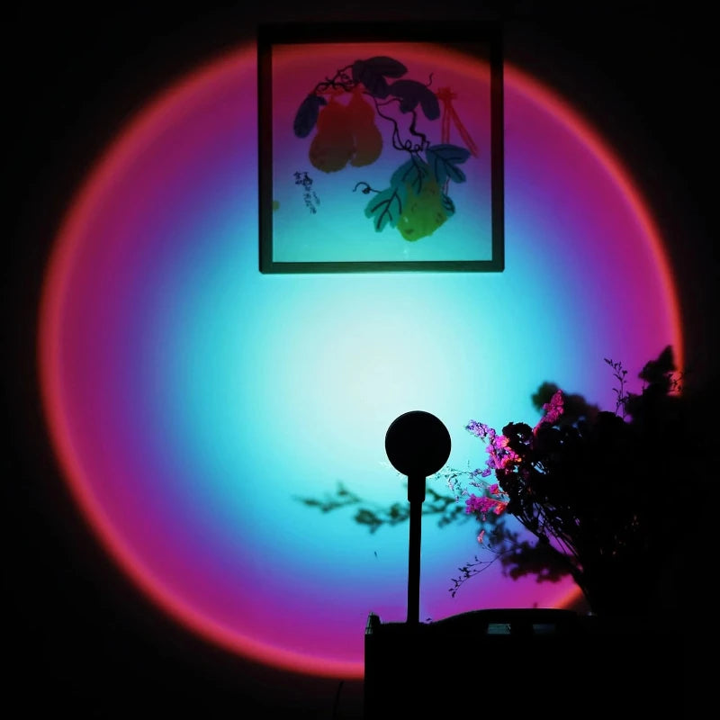 Rainbow Projection Lamp, Sunset Atmosphere Lamp, Multi-angle Rotatable, Suitable for Home Living Room and Bedroom