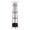 Coat Rack with Large Storage Basket, Coat Rack with 3 Shelves &16 Hooks for Scarves, Bags, Hats, for Entryway, Bedroom