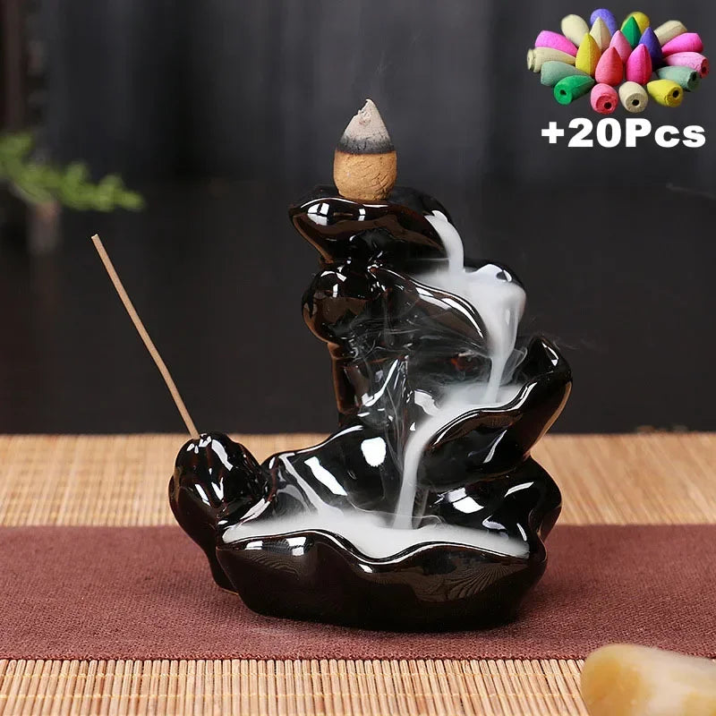 Ceramic Incense Decor w/ 20Pcs Incense Cones