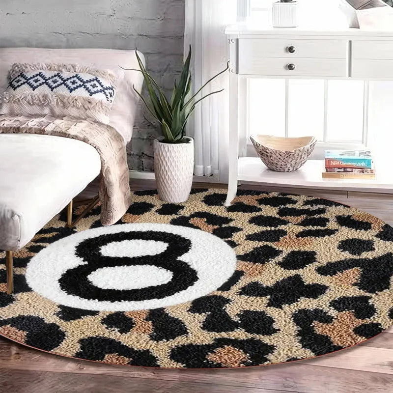 Round Leopard Pattern 8 Ball Carpet Home Decor