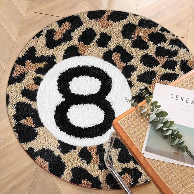 Round Leopard Pattern 8 Ball Carpet Home Decor