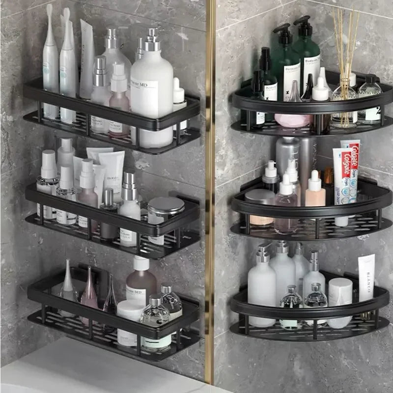 Bathroom Storage Rack/ Shelves, No-Drill Wall Mount Corner Shelf