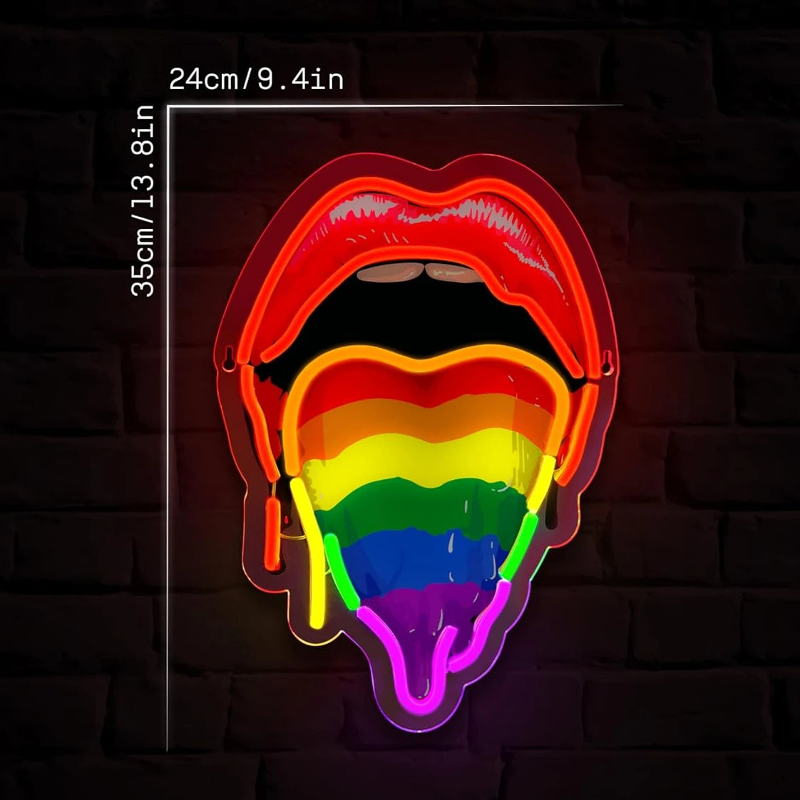 Lips Tongue Neon Sign Rainbow Neon Sign Light USB Dimmable for Bar Pub Bedroom Game Room Man Cave Party Decor Birthday Gift