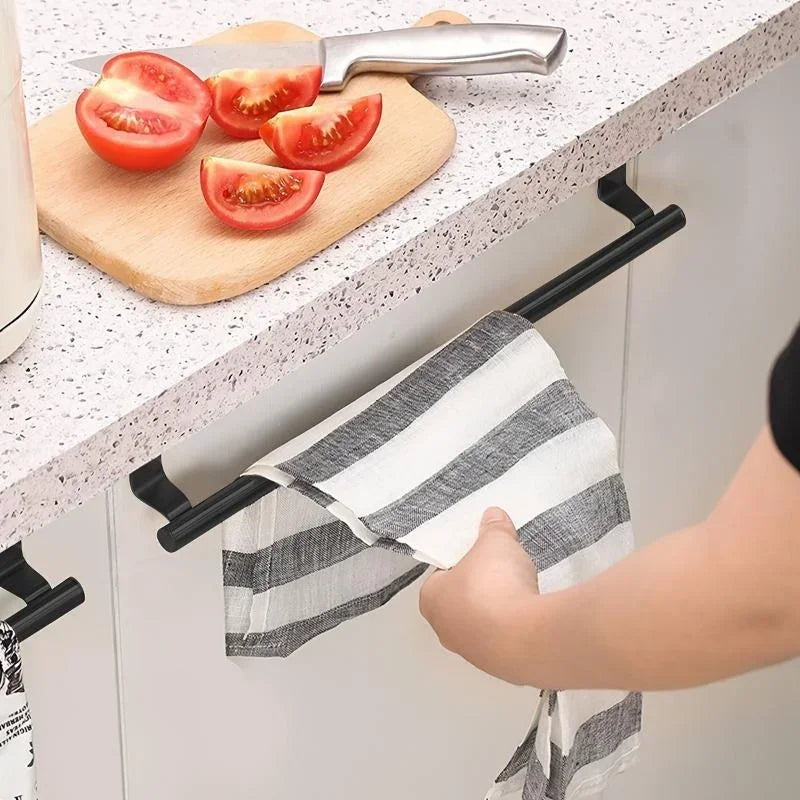 Over Cabinet Towel Rack Organizer Punch-free Rag Hanger