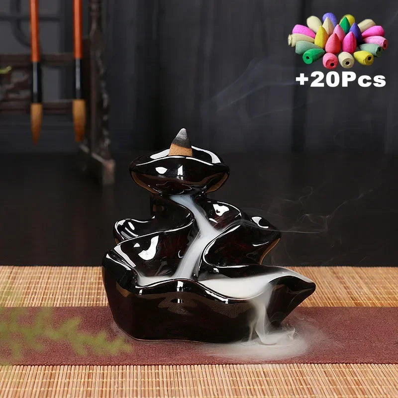Ceramic Incense Decor w/ 20Pcs Incense Cones