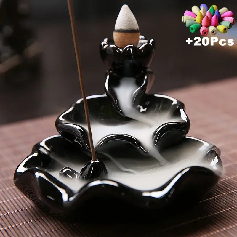 Ceramic Incense Decor w/ 20Pcs Incense Cones