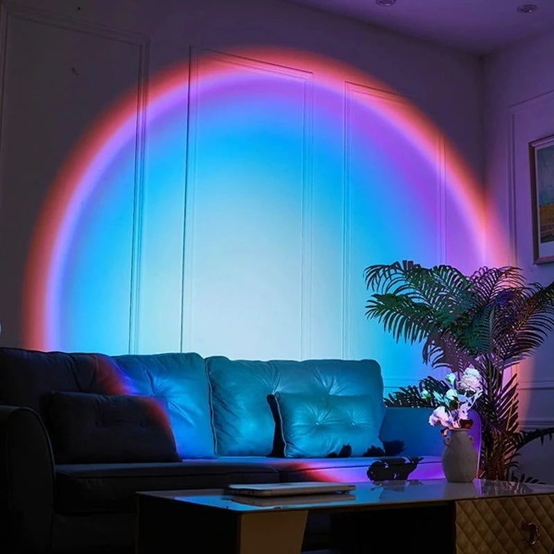 Rainbow Projection Lamp, Sunset Atmosphere Lamp, Multi-angle Rotatable, Suitable for Home Living Room and Bedroom