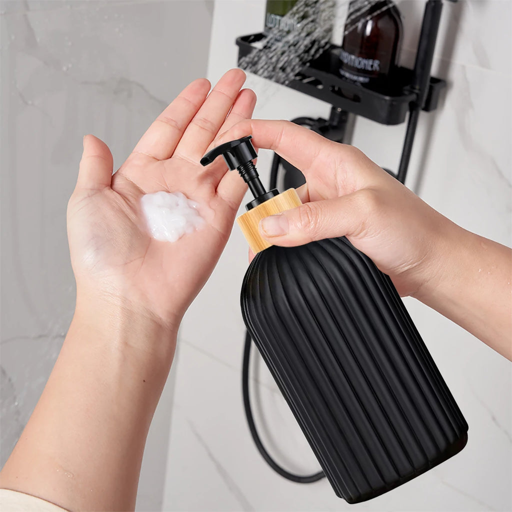 Bathroom Countertop Container, Hand Soap Dispenser, Cotton Ball Storage Box & Toothbrush Holder