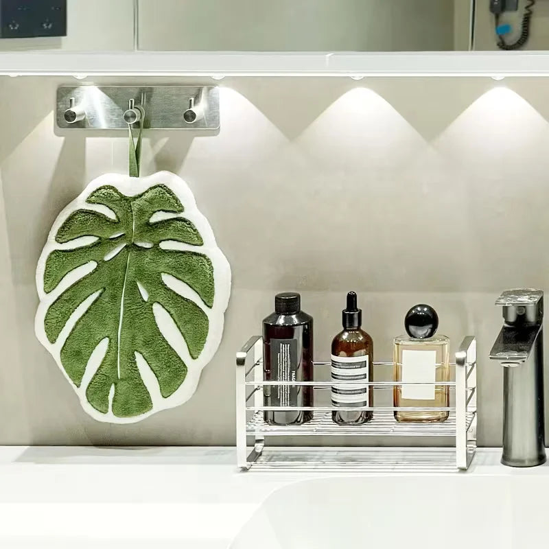 Leaf-Shaped Bathroom Towel Hangable, Absorbent Microfiber Towel for Bathroom, Dining, Kitchen