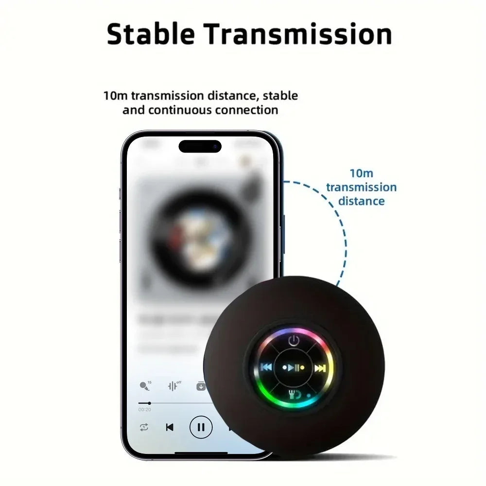 Mini Bluetooth Speaker Shower Subwoofer Waterproof Handsfree Loudspeaker With Suction Cup Mic For Bathroom, Pool, Or Beach