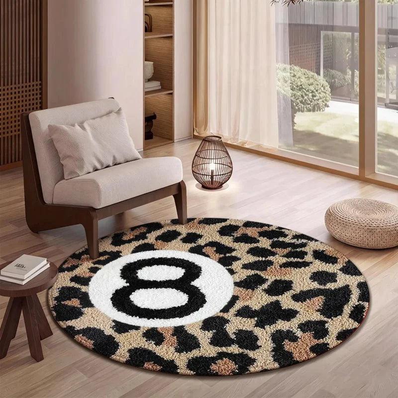 Round Leopard Pattern 8 Ball Carpet Home Decor