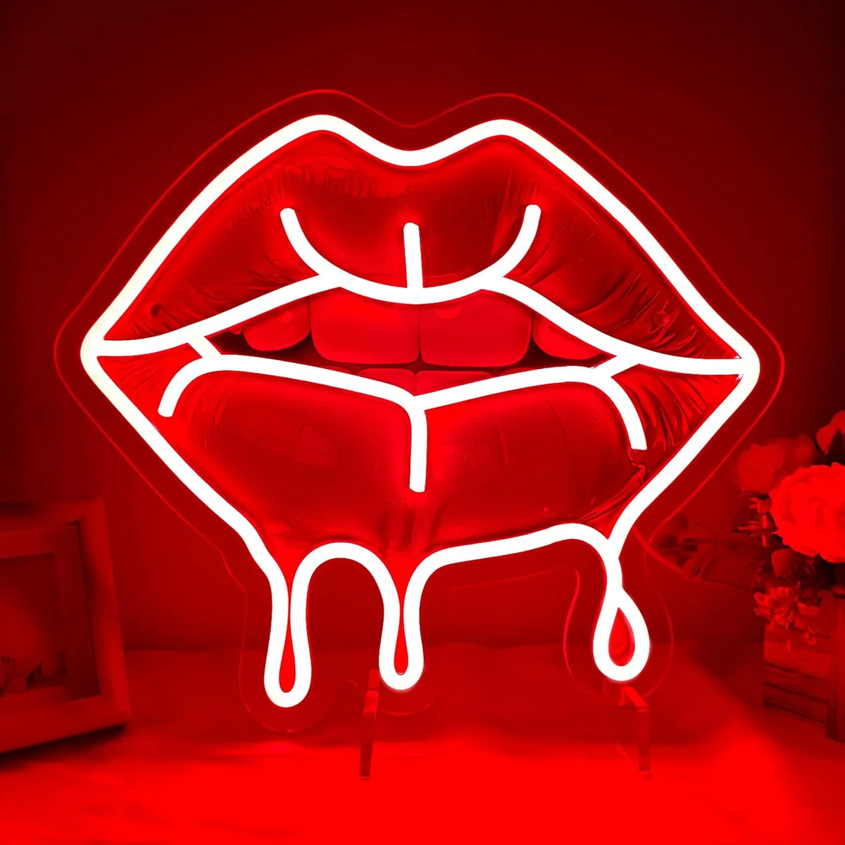 Lips Tongue Neon Sign Rainbow Neon Sign Light USB Dimmable for Bar Pub Bedroom Game Room Man Cave Party Decor Birthday Gift