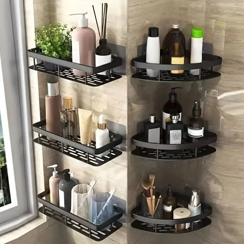 Bathroom Storage Rack/ Shelves, No-Drill Wall Mount Corner Shelf
