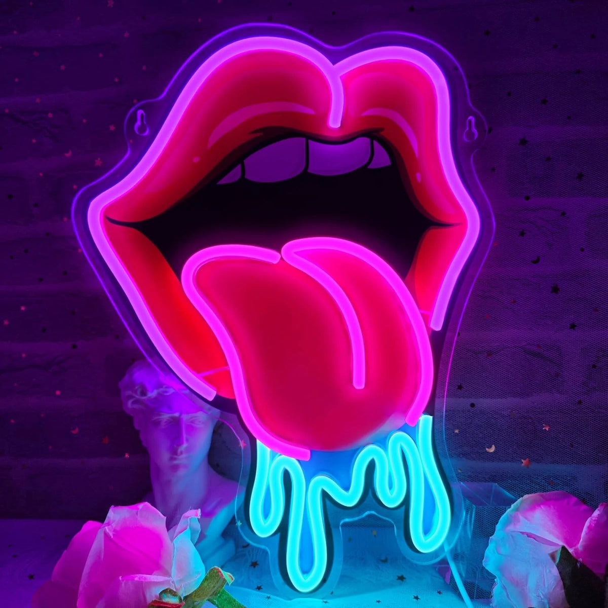 Lips Tongue Neon Sign Rainbow Neon Sign Light USB Dimmable for Bar Pub Bedroom Game Room Man Cave Party Decor Birthday Gift